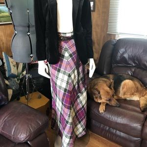Vintage Wool Plaid Full Length A-line Skirt
